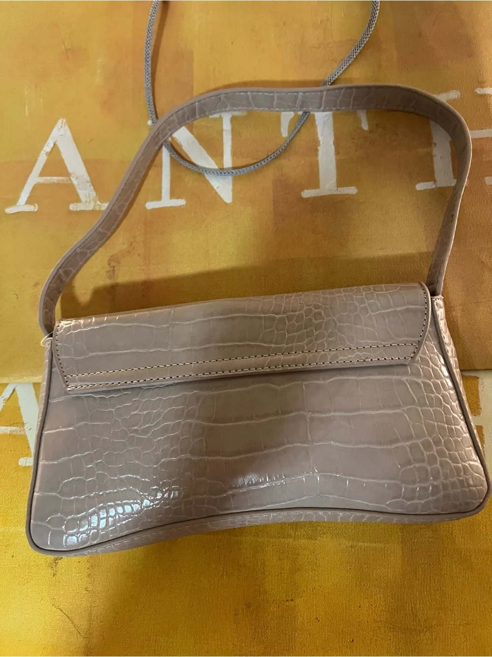 Anthropologie Maeve Faux-Leather Croc Purse - NWT - Cream
